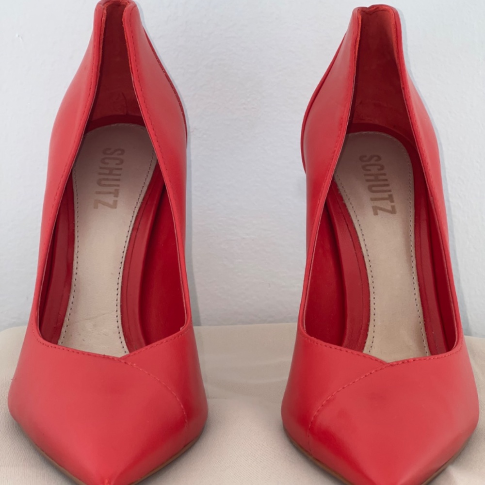 Schutz Nappa Leather Pumps | Red | size 6.5 - Picture 5 of 6